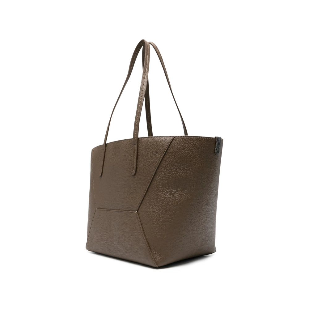 Bag With Brown Leather Logo Print