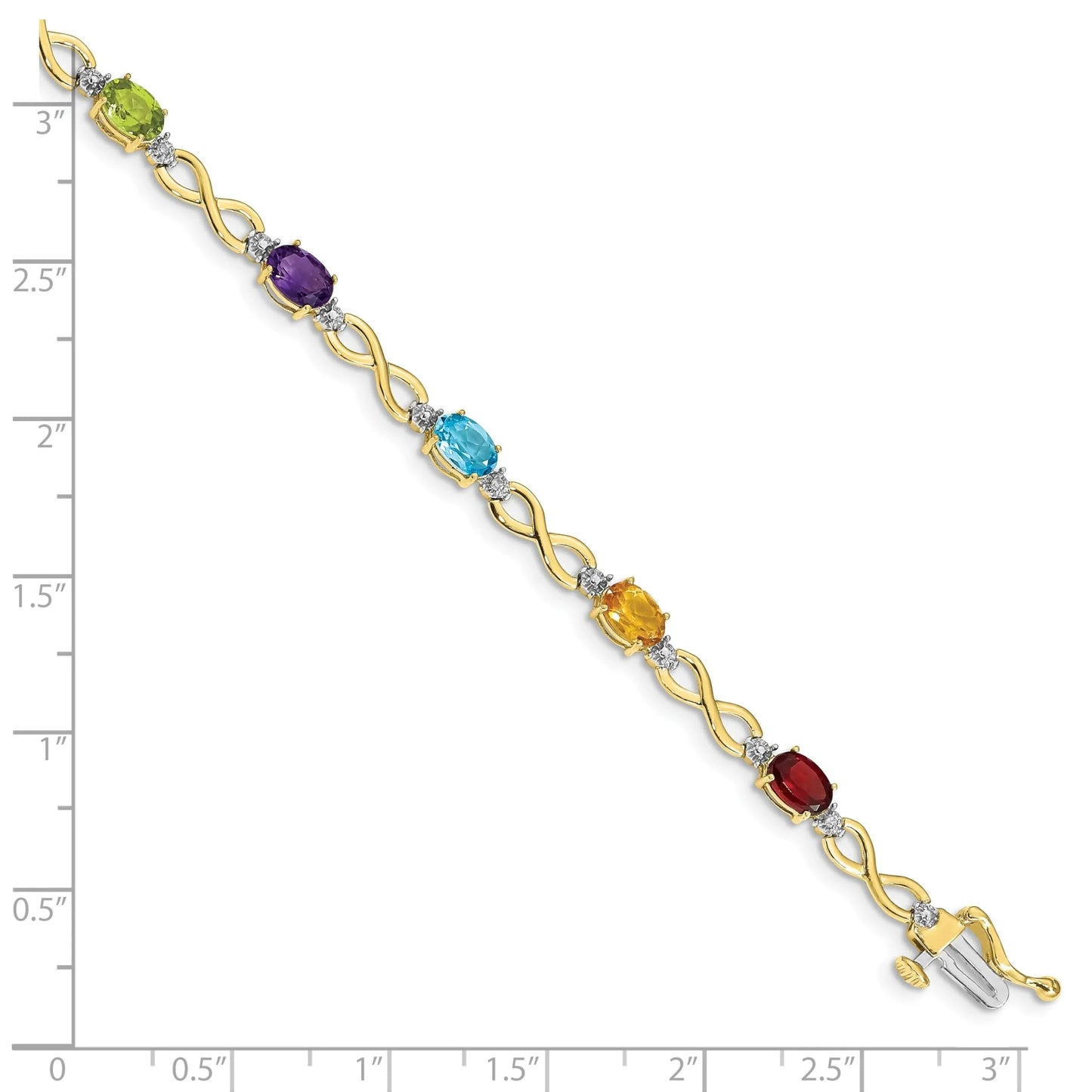 Genuine Rainbow Diamond 10K Gold Infinity Bracelet