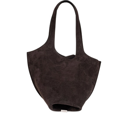 Dark Brown Calf Suede Shoulder Bag