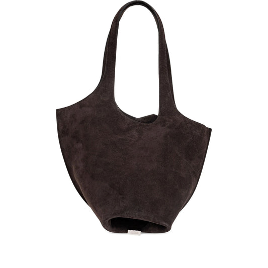 Dark Brown Calf Suede Shoulder Bag