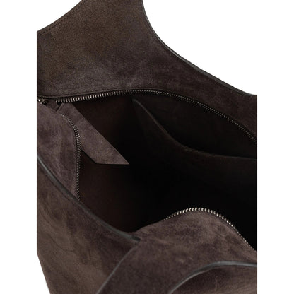 Dark Brown Calf Suede Shoulder Bag