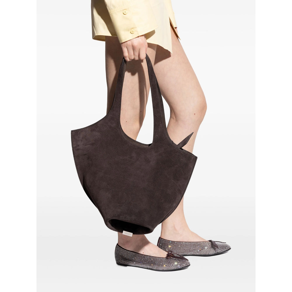 Dark Brown Calf Suede Shoulder Bag