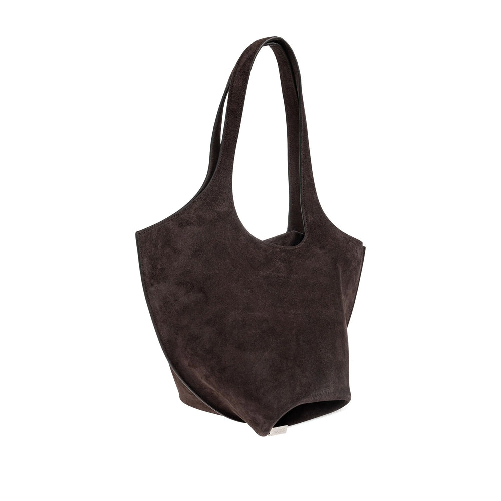 Dark Brown Calf Suede Shoulder Bag