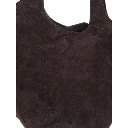 Dark Brown Calf Suede Shoulder Bag
