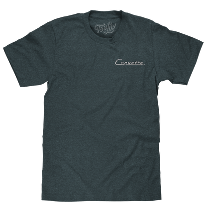Chevy Corvette C1 Front and Back Print T-Shirt - Navy Heather