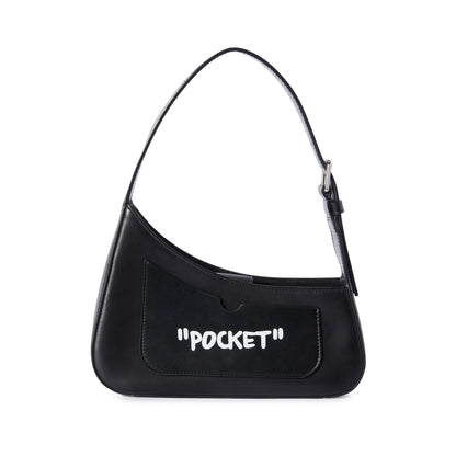 Shoulder Bag Black Calf Leather
