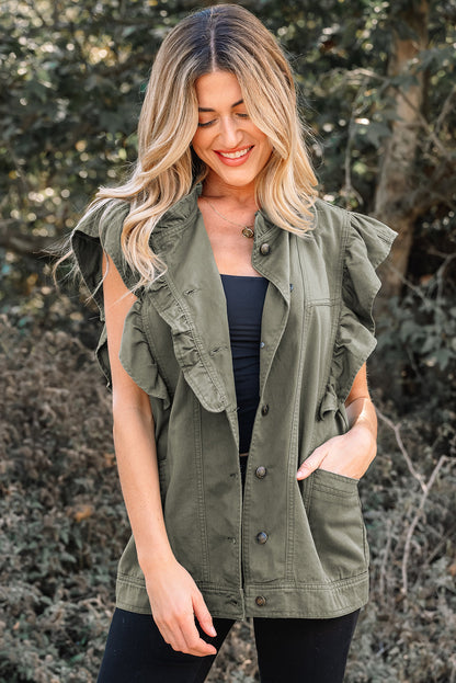Threaded Pear Abigail Bay Ruffled Patchwork Jacket