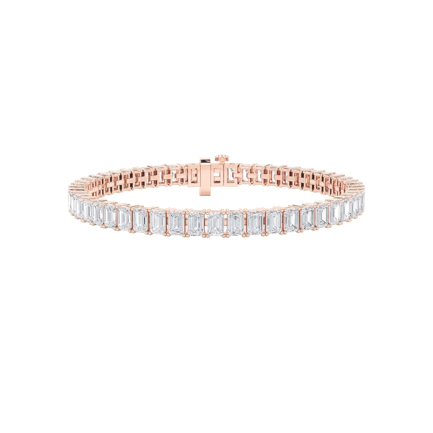 Emerald Shaped Lab Grown Diamond (F/VS) East West Line Bracelet in 14K Gold