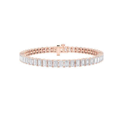 Emerald Shaped Lab Grown Diamond (F/VS) East West Line Bracelet in 14K Gold