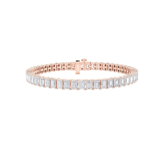 Emerald Shaped Lab Grown Diamond (F/VS) East West Line Bracelet in 14K Gold