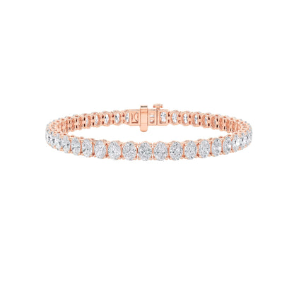 Oval Shaped Lab Diamond East West Line Bracelet in 14K Gold