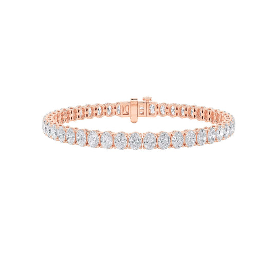 Oval Shaped Lab Diamond East West Line Bracelet in 14K Gold
