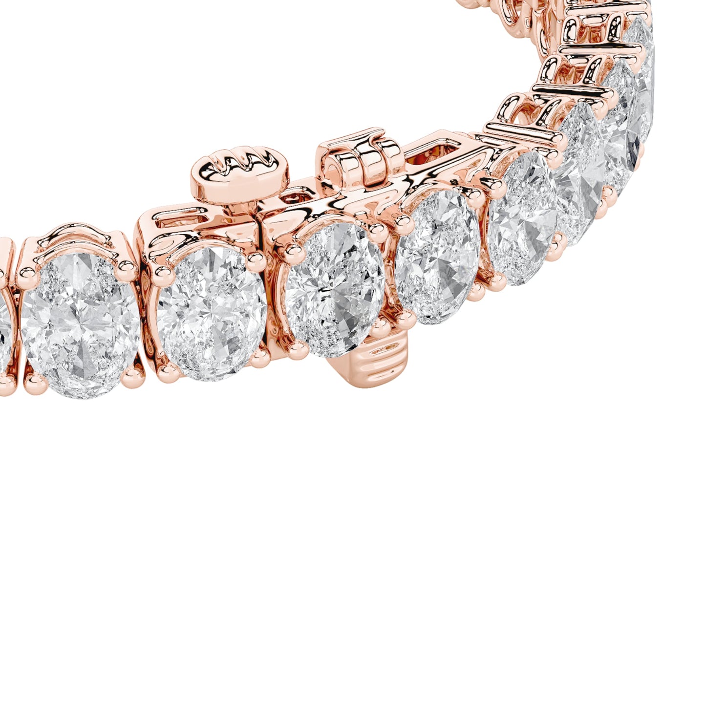 Oval Shaped Lab Diamond East West Line Bracelet in 14K Gold