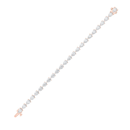 Pear Lab Grown Diamond Prong 14K Rose Gold Fancy Line Tennis Bracelet