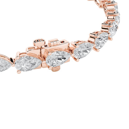 Pear Lab Grown Diamond Prong 14K Rose Gold Fancy Line Tennis Bracelet