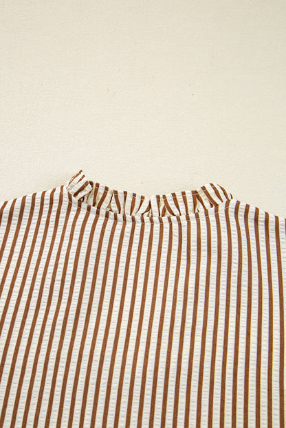 Threaded Pear Blair Tied Cuffs Seersucker Blouse