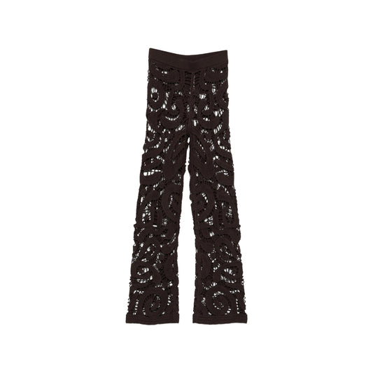 Crochet Knit Elasticated Waistband Trousers