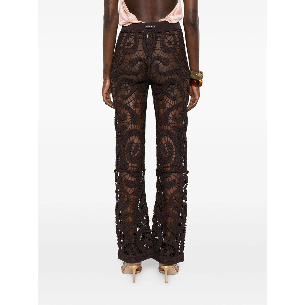 Crochet Knit Elasticated Waistband Trousers