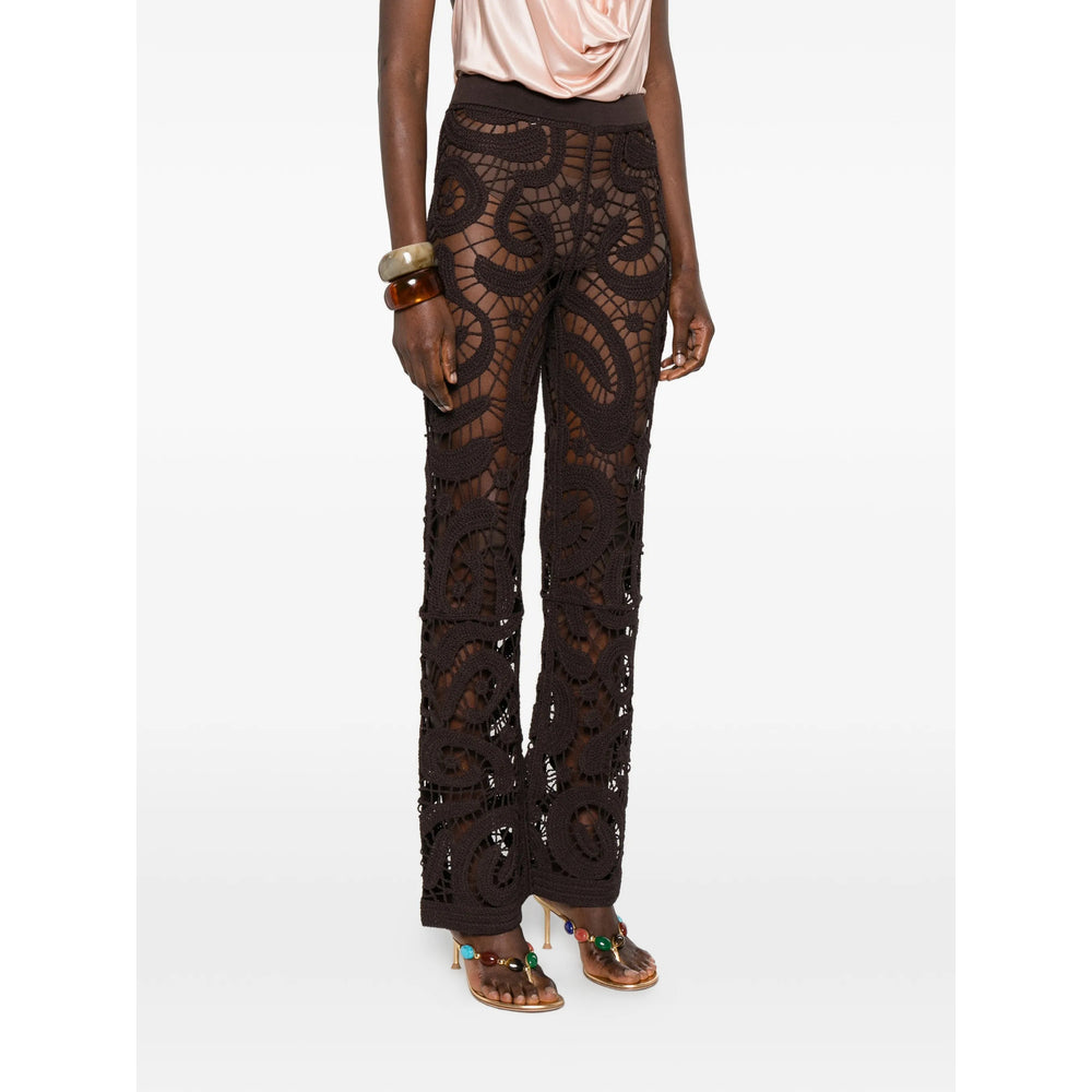 Crochet Knit Elasticated Waistband Trousers