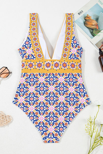 Threaded Pear Briar Print One Piece Swimsuit