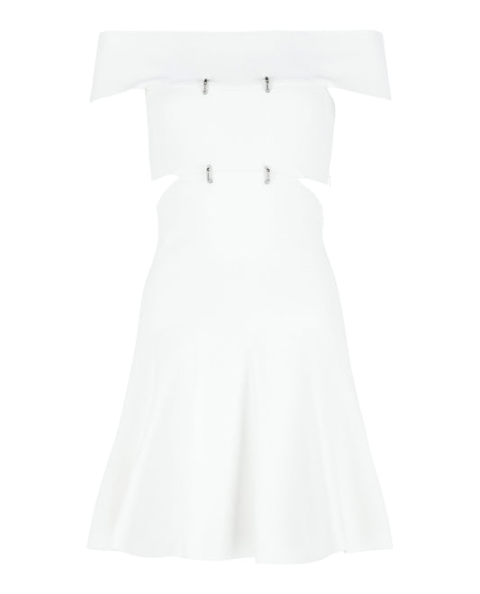 Alexander McQueen Off-the-Shoulder Sliced Mini Dress