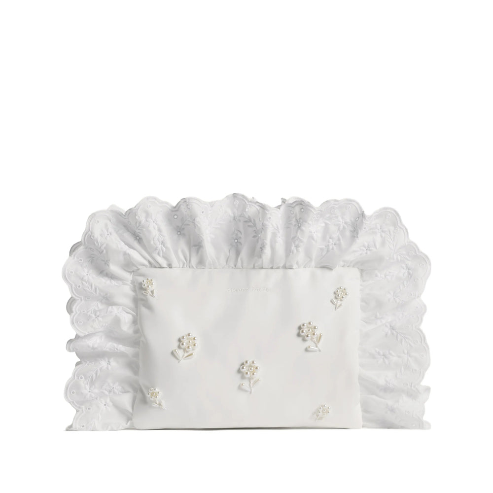 Clutch Bag Pearl-Embellished White