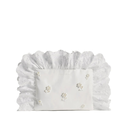 Clutch Bag Pearl-Embellished White