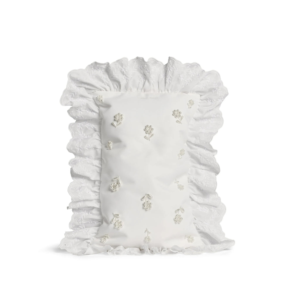 Clutch Bag Pearl-Embellished White