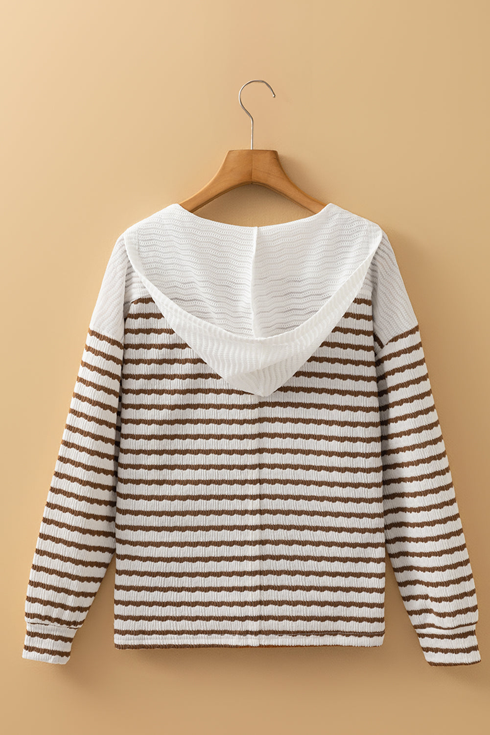 Threaded Pear Ayla Stripe Textured Hooded Long Sleeve Top