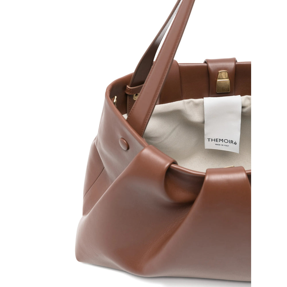 Brown Gathered Detail Top Handle Bag