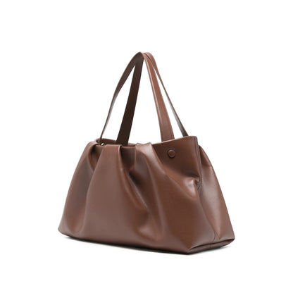 Brown Gathered Detail Top Handle Bag