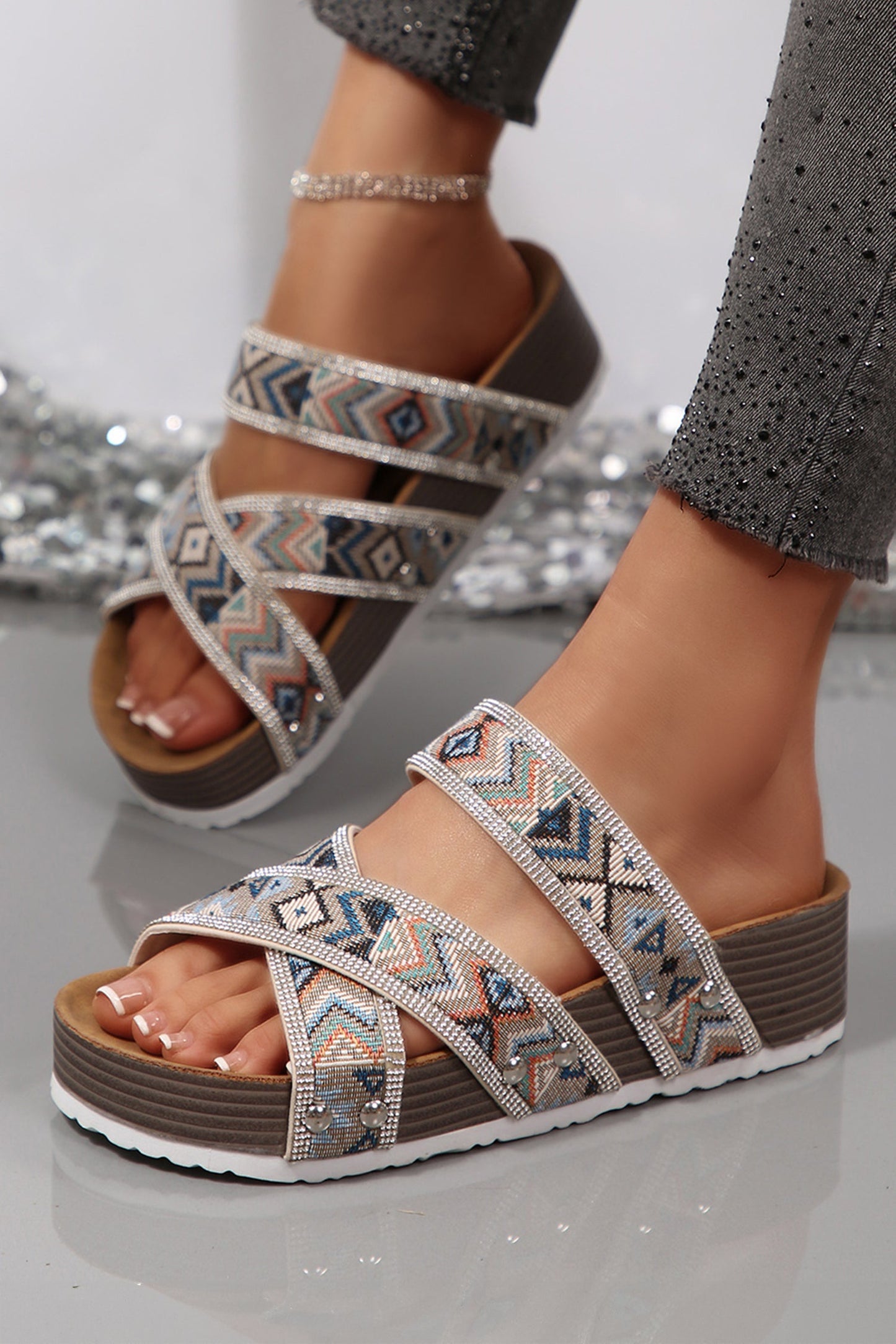 Threaded Pear Caroline Strappy Hollowed Platform Sandals