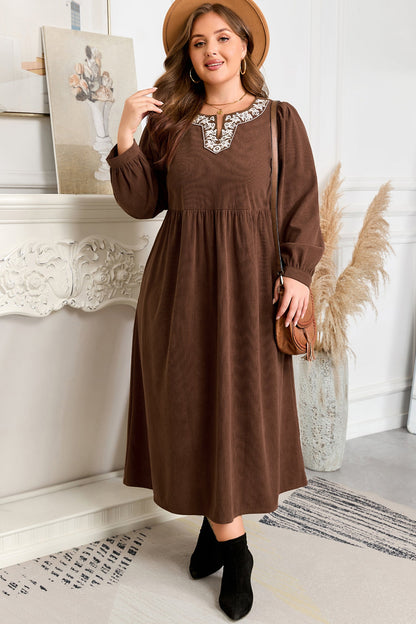Threaded Pear Hallie High Waist Midi PLUS Dress