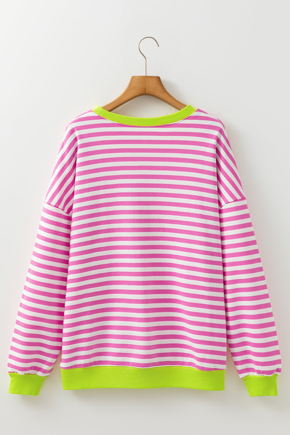 Threaded Pear Elliana Stripe Crossed Stitch Drop Shoulder Sweatshirt