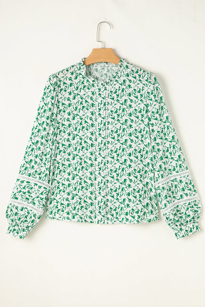 Threaded Pear Melanie Lace Floral Puff Sleeve Top