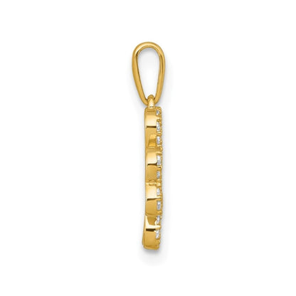Four Leaf Clover  CZ Charm Sparkle Pendant 10K Yellow Gold