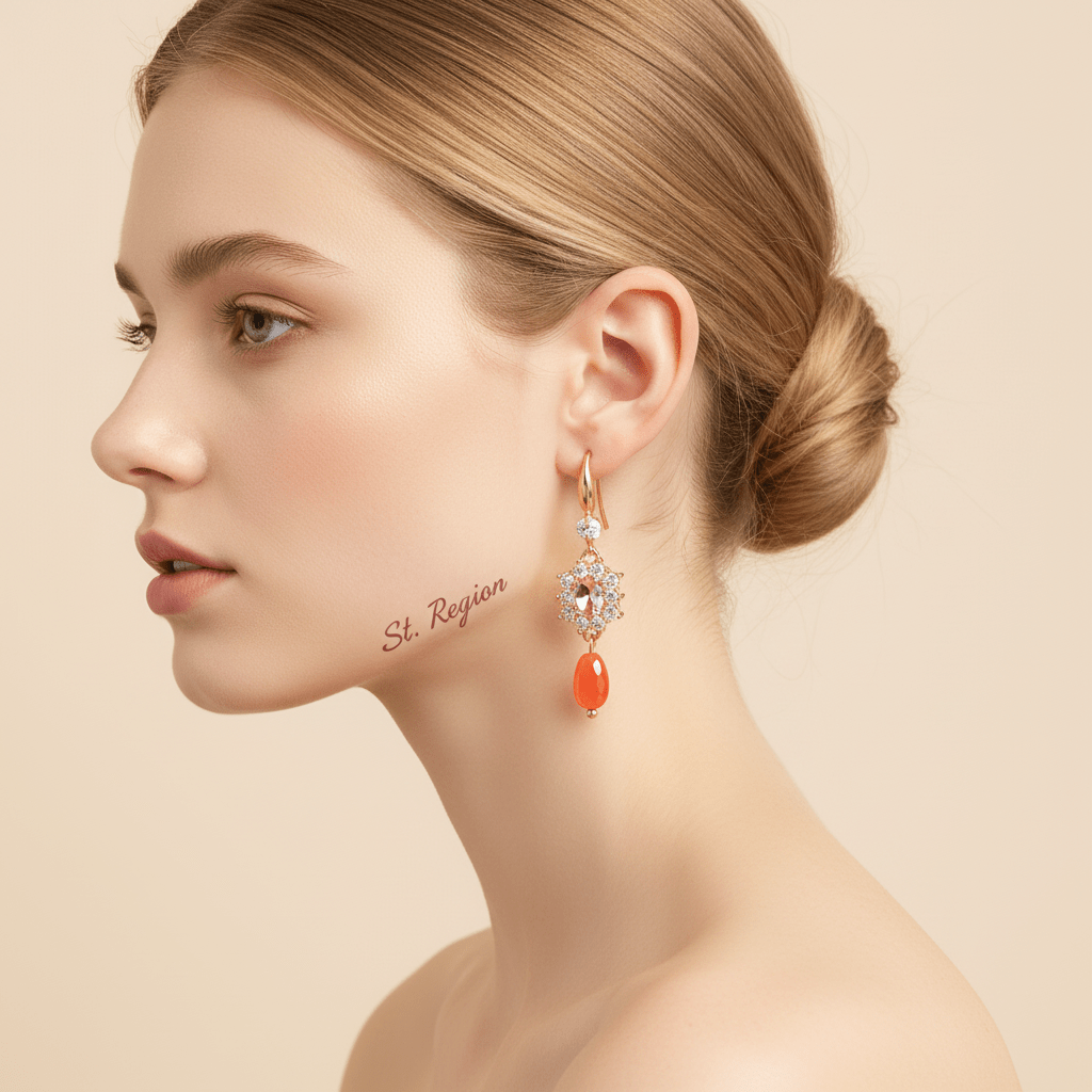 Pink Crystal & Resin Cubic Zirconia Goldtone Oval Flower Drop Earrings