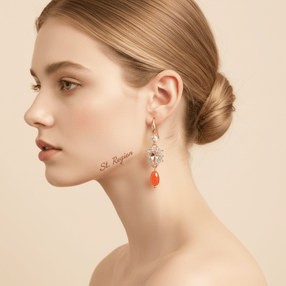 Pink Crystal & Resin Cubic Zirconia Goldtone Oval Flower Drop Earrings