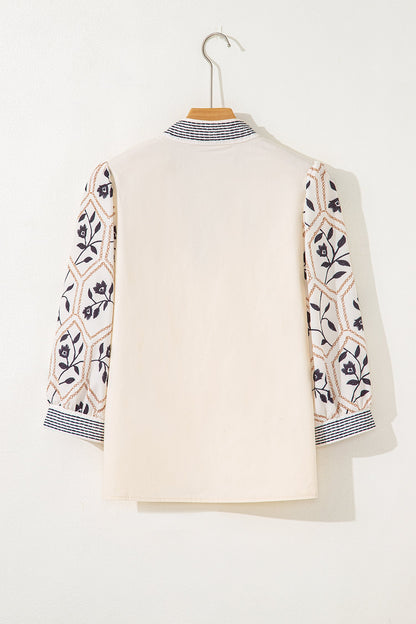 Threaded Pear Micah Sleeve Contrast Patchwork Blouse