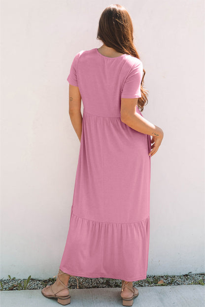 Threaded Pear Nala T-shirt High Waist Pocketed Long Dress