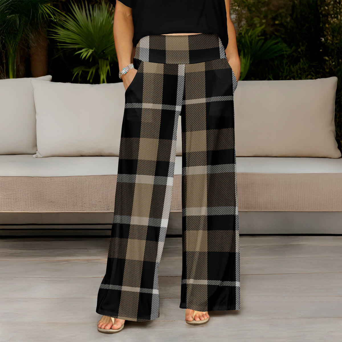 Beige w/ White and Black-