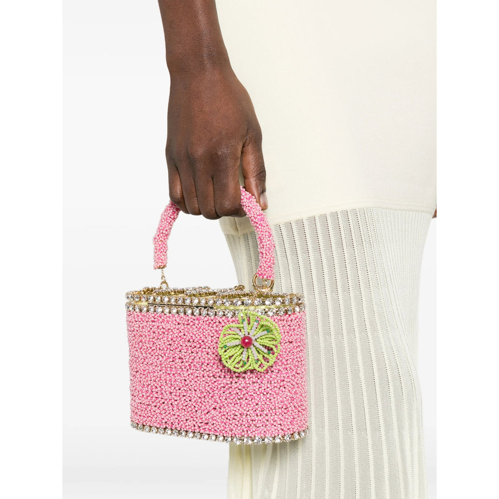 Pink Beaded Top Handle Bag