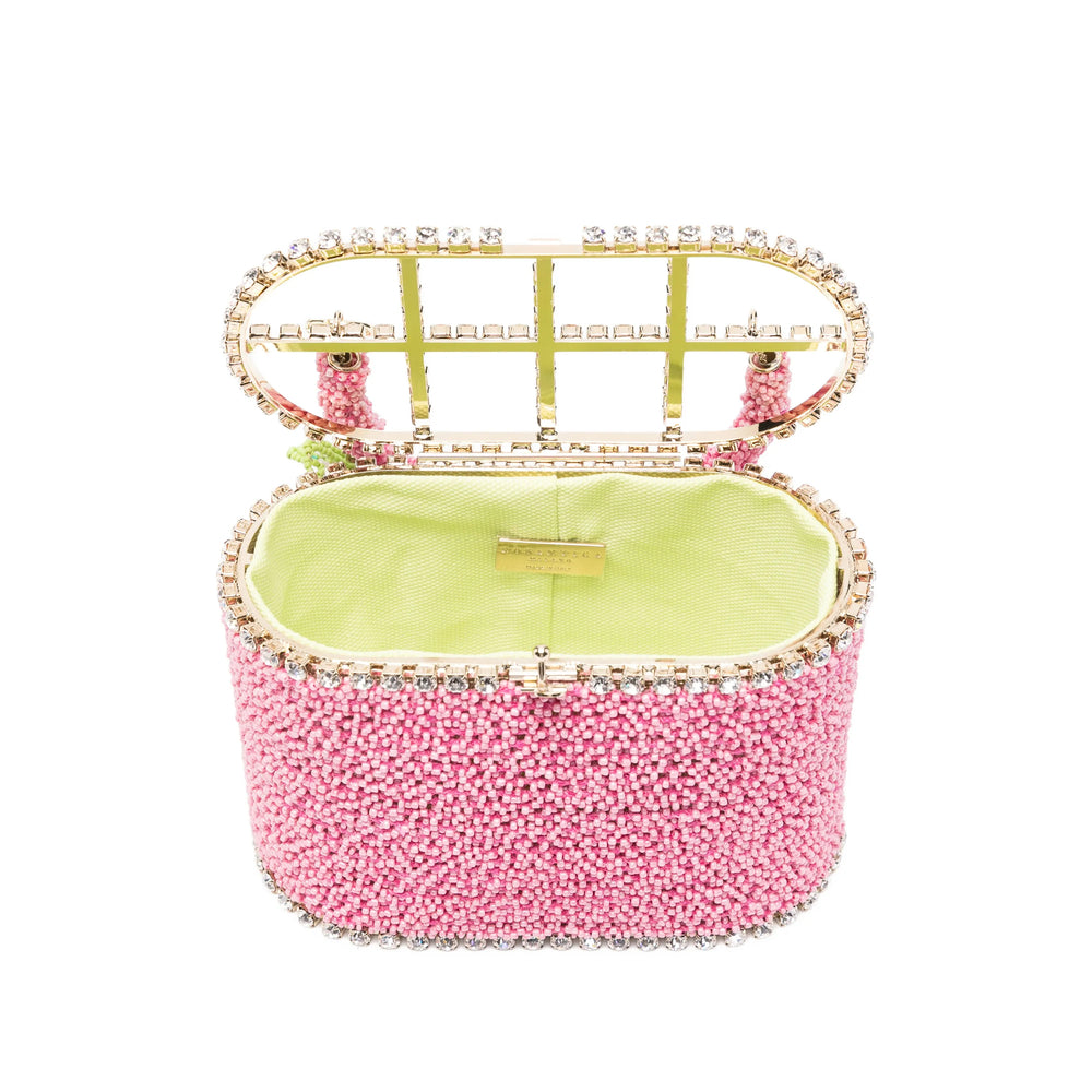 Pink Beaded Top Handle Bag