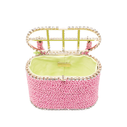 Pink Beaded Top Handle Bag