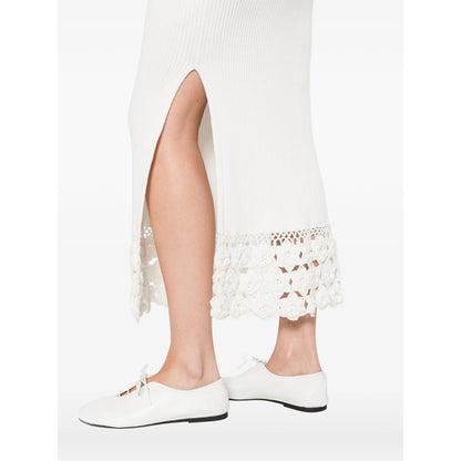 Dress V-Neck Crochet Hem Neutral