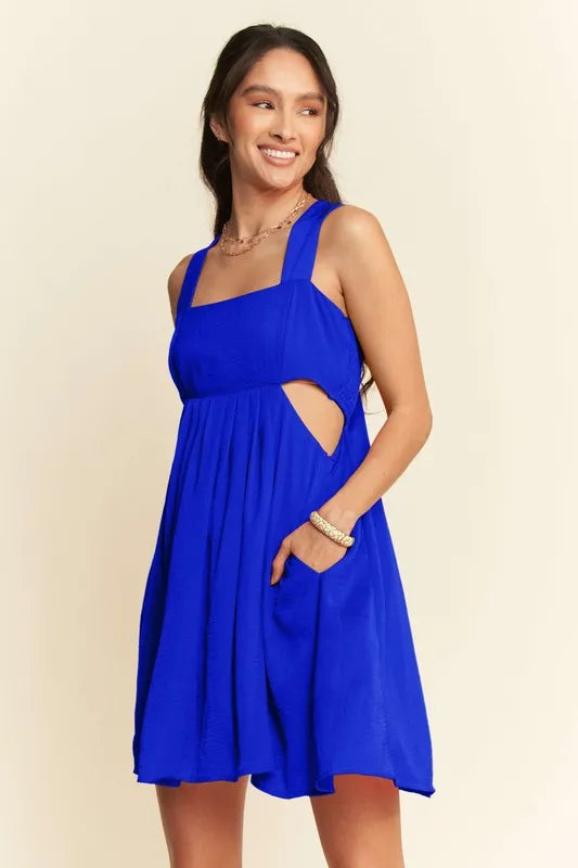 Davi & Dani Washed Satin Cutout Skirt Bandeau Mini Dress