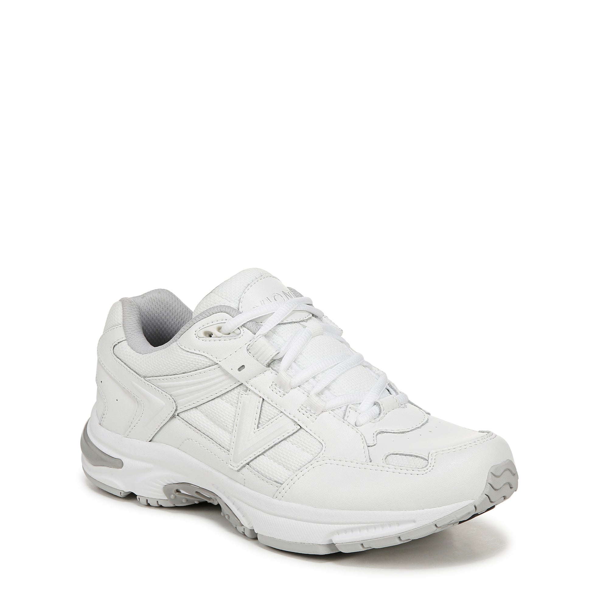 White Leather & Fabric-