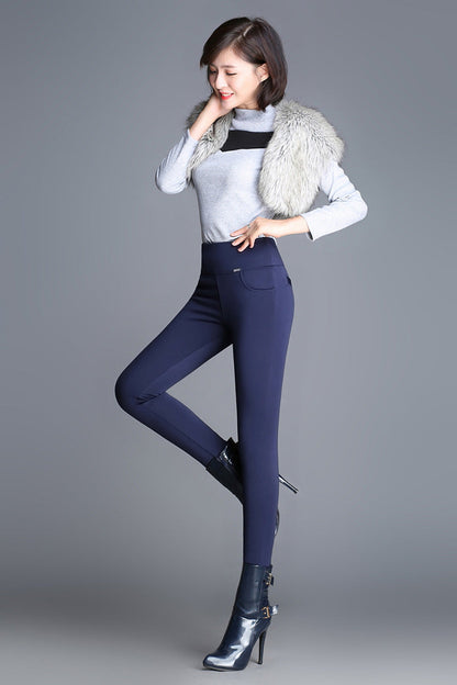 High Waist Velvet Padded Leggings for Women