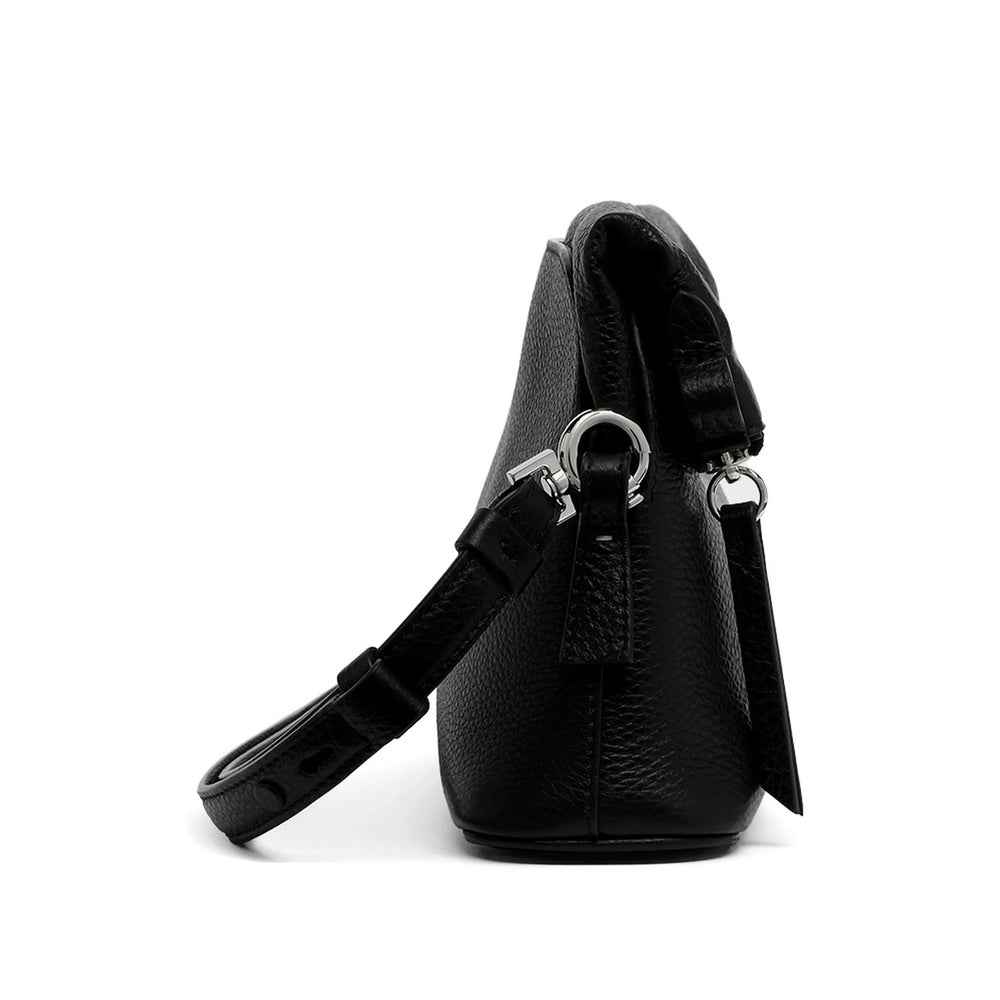 Satchel Bag in Black Calf Leather