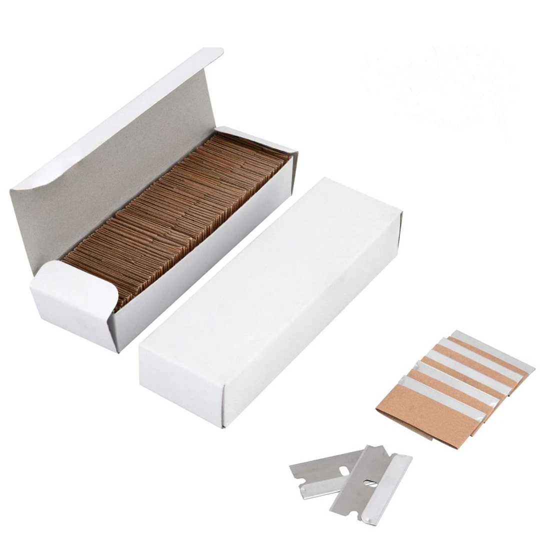 Prime Goods 100 PCS Razor Blades Single Edge Extra Sharp Heat Treated Safety Knife Scrapers - Silver